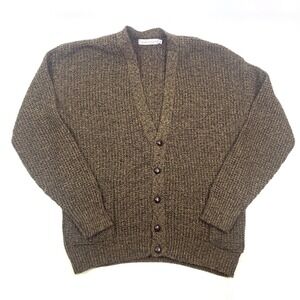 VTG Royal Night Cardigan Sweater Mens Sz XL Brown Black Chunky Buttons Fisherman